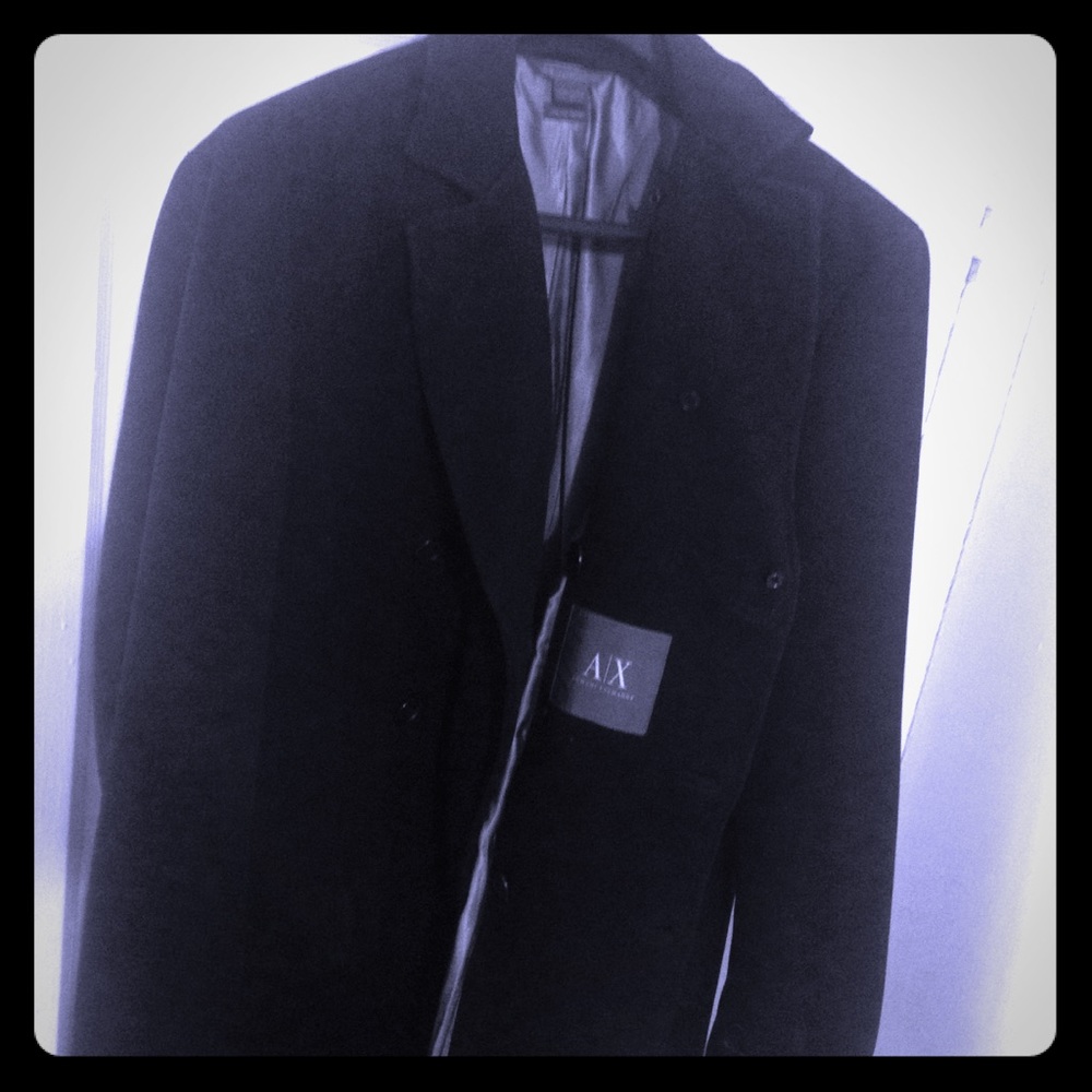 Armani Exchange 3/4 Wool-Satin slim fitting coat L